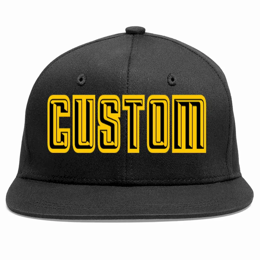 Custom Black Black-Gold Casual Sport Baseball Cap