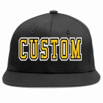 Custom Black Gold-Black Casual Sport Baseball Cap