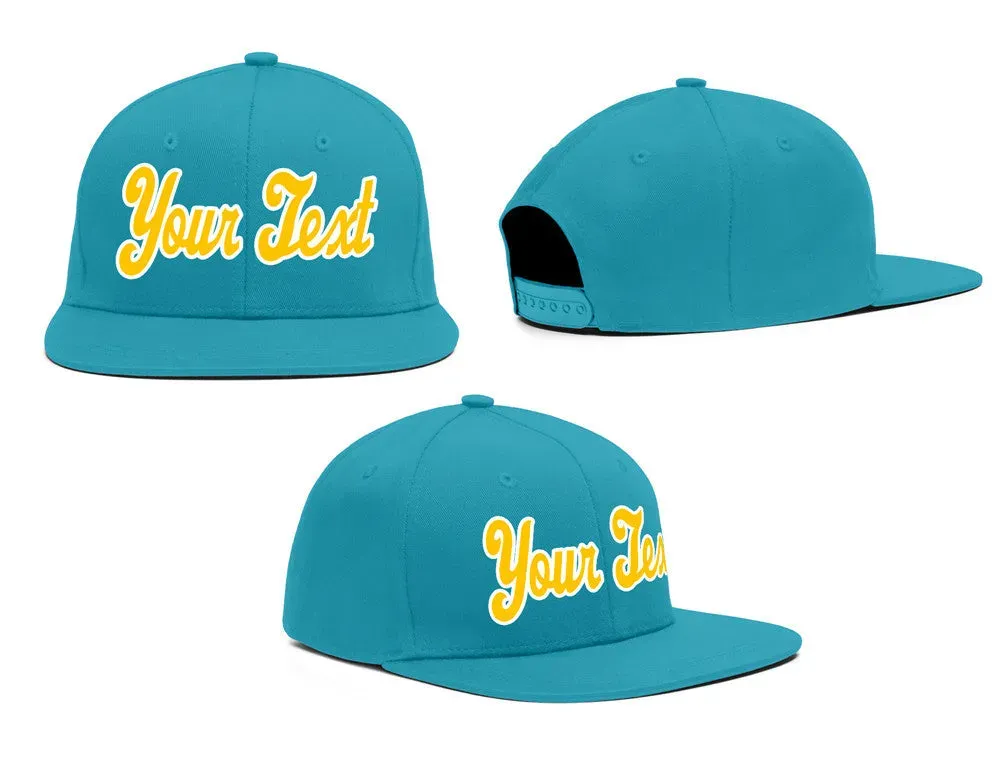 Custom Aqua Yellow-White Casual Sport Baseball Cap
