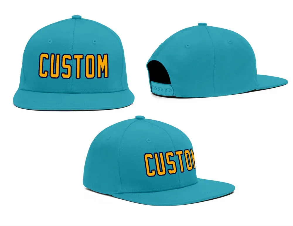 Custom Aqua Yellow-Black Casual Sport Baseball Cap