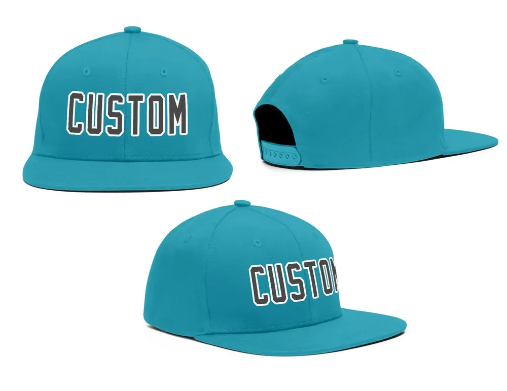 Custom Aqua Grey-White Casual Sport Baseball Cap