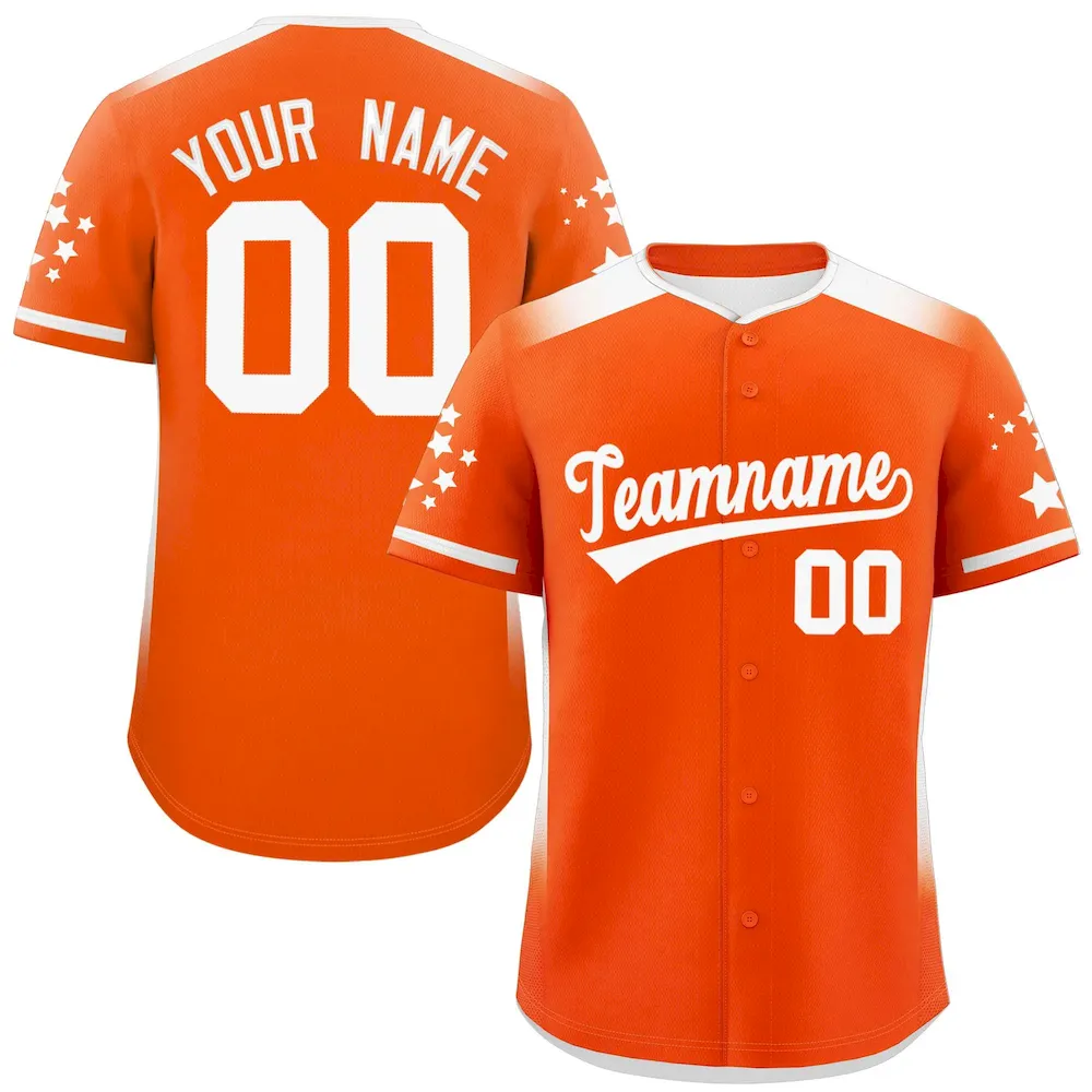 Custom Orange White Gradient Side Personalized Star Pattern Authentic Baseball Jersey