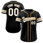 Custom Black White-Gold Classic Style Authentic Baseball Jersey