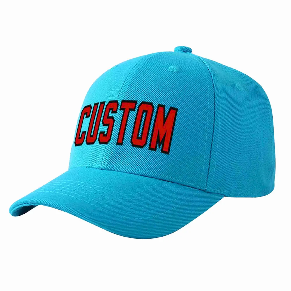 Custom Aqua Gold-Navy Curved Eaves Sport Baseball Cap Design for Men/Women/Youth