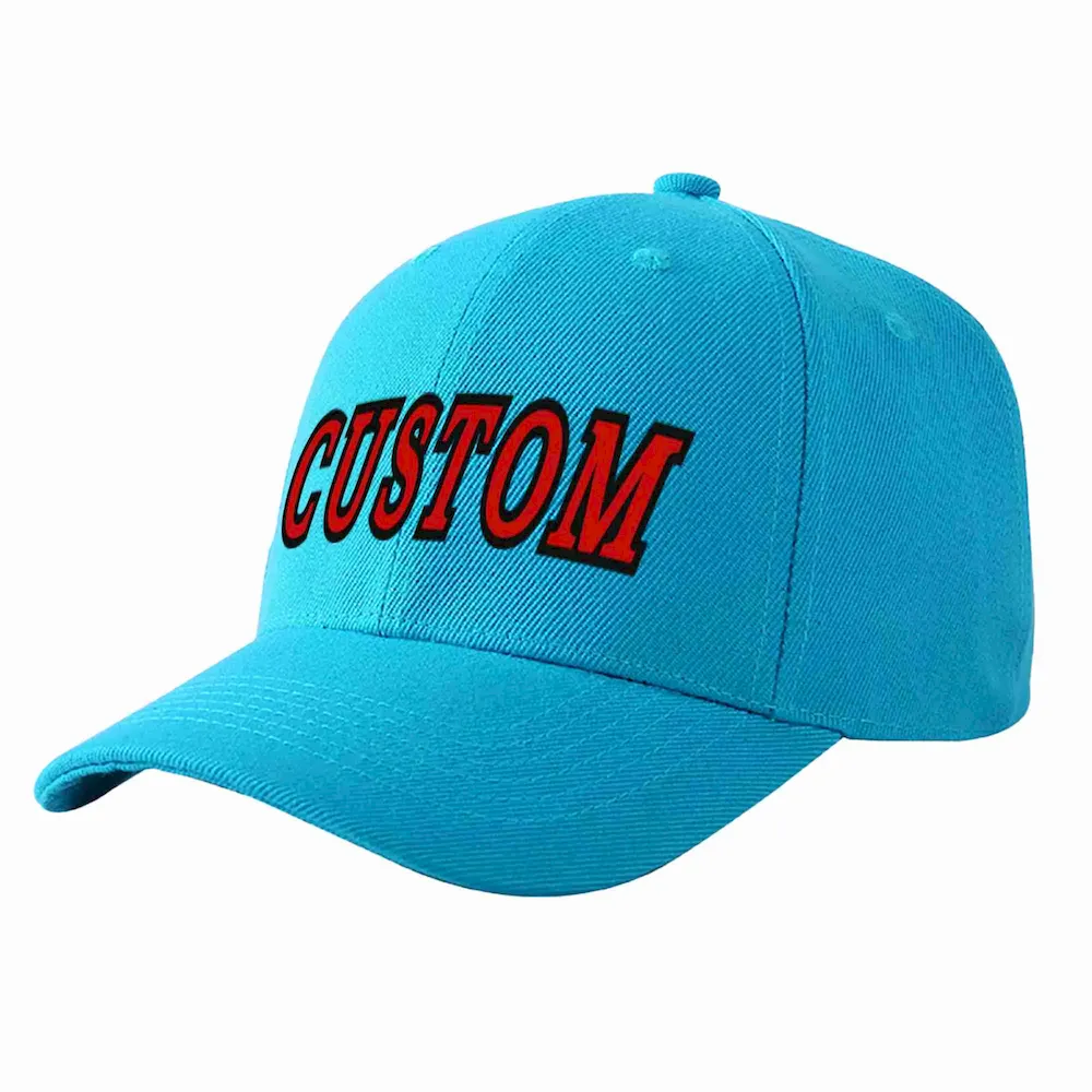 Custom Aqua Gold-Navy Curved Eaves Sport Baseball Cap Design for Men/Women/Youth