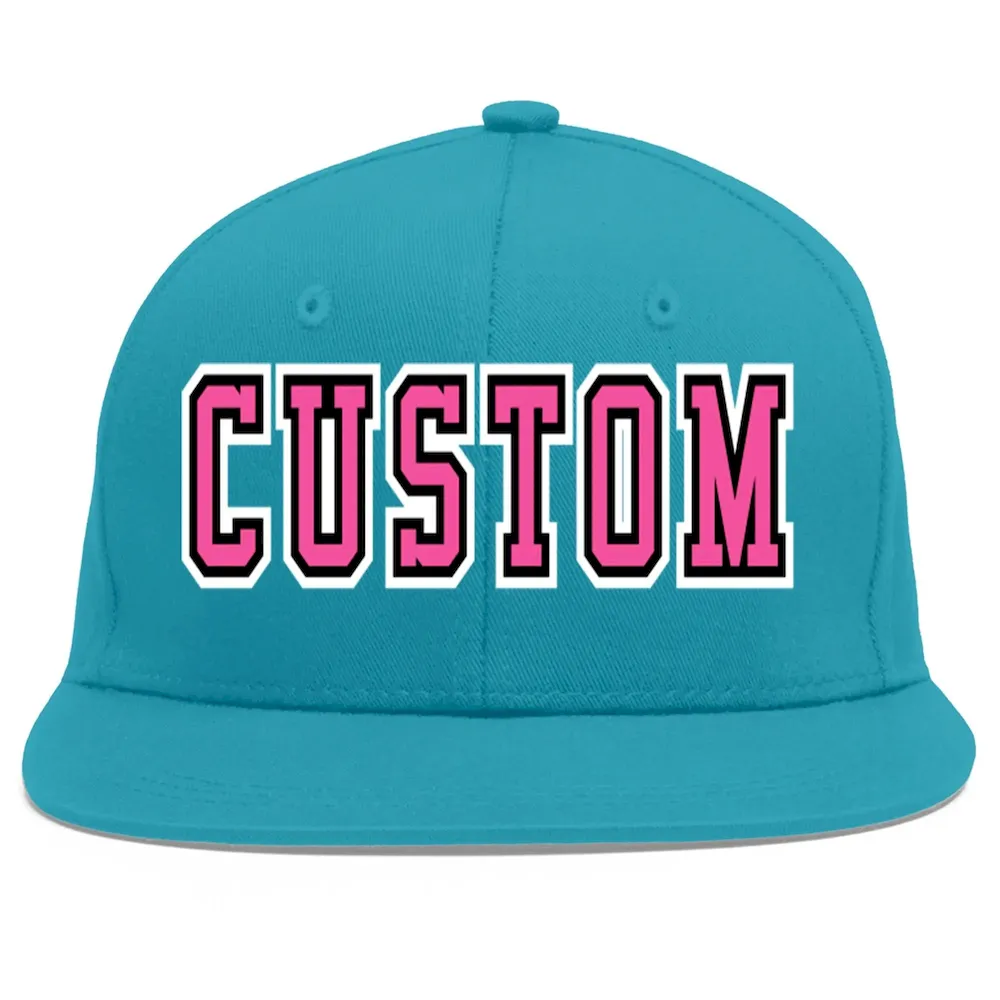 Custom Aqua Orange-Royal Flat Eaves Sport Baseball Cap