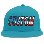 Custom Aqua Vintage USA Flag-Gold Flat Eaves Sport Baseball Cap