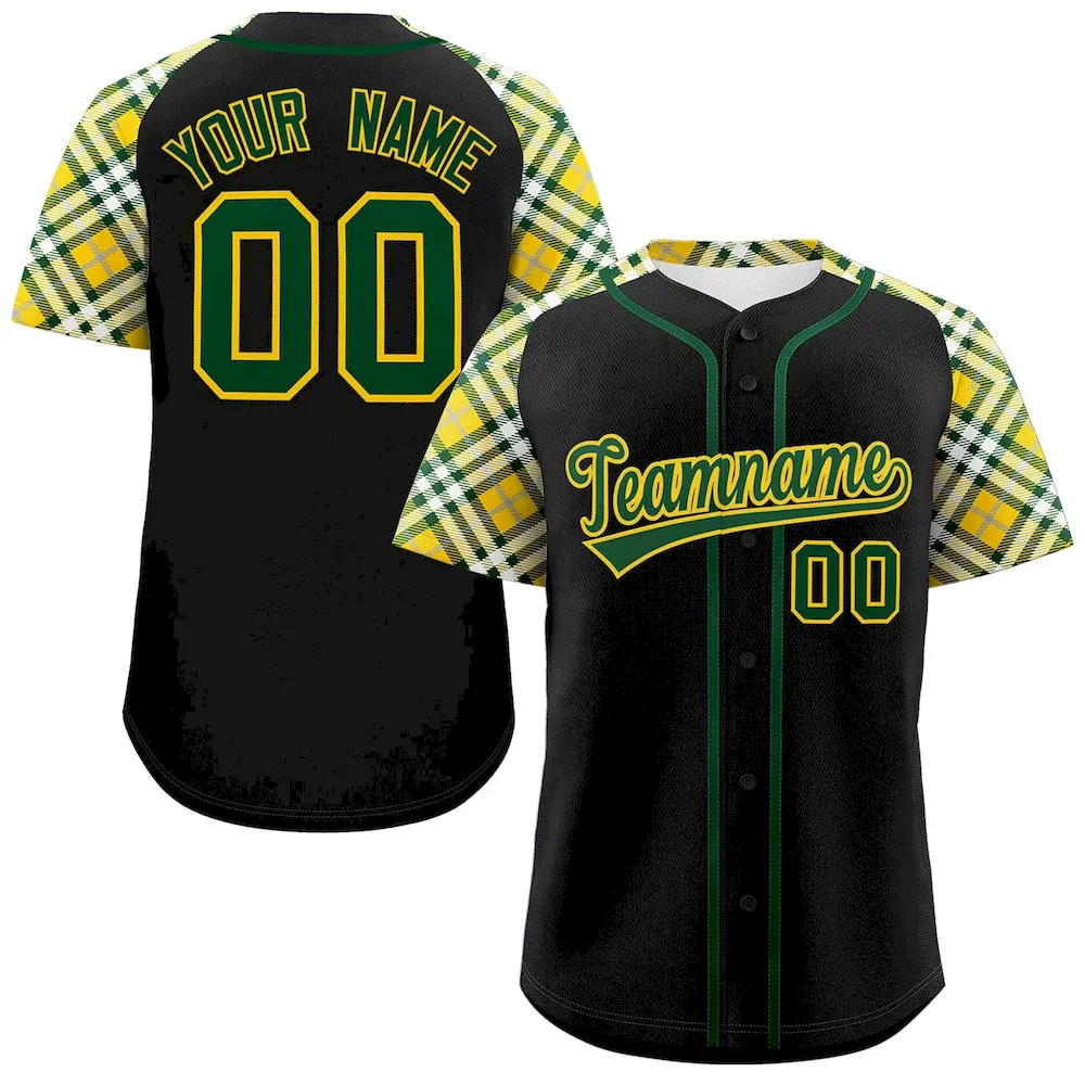 Custom Black Gray-Red Personalized Raglan Sleeves Authentic Baseball Jersey