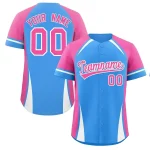 Custom Powder Blue Navy-White Personalized Color Block Authentic Baseball Jersey