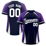 Custom Navy Royal-Gray Personalized Color Block Authentic Baseball Jersey