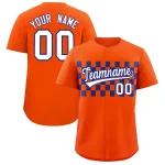 Custom Orange Black Personalized Plaid Fashion Design Authentic Baseball Jersey