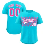 Custom Powder Blue Light Pink Personalized Plaid Fashion Design Authentic Baseball Jersey