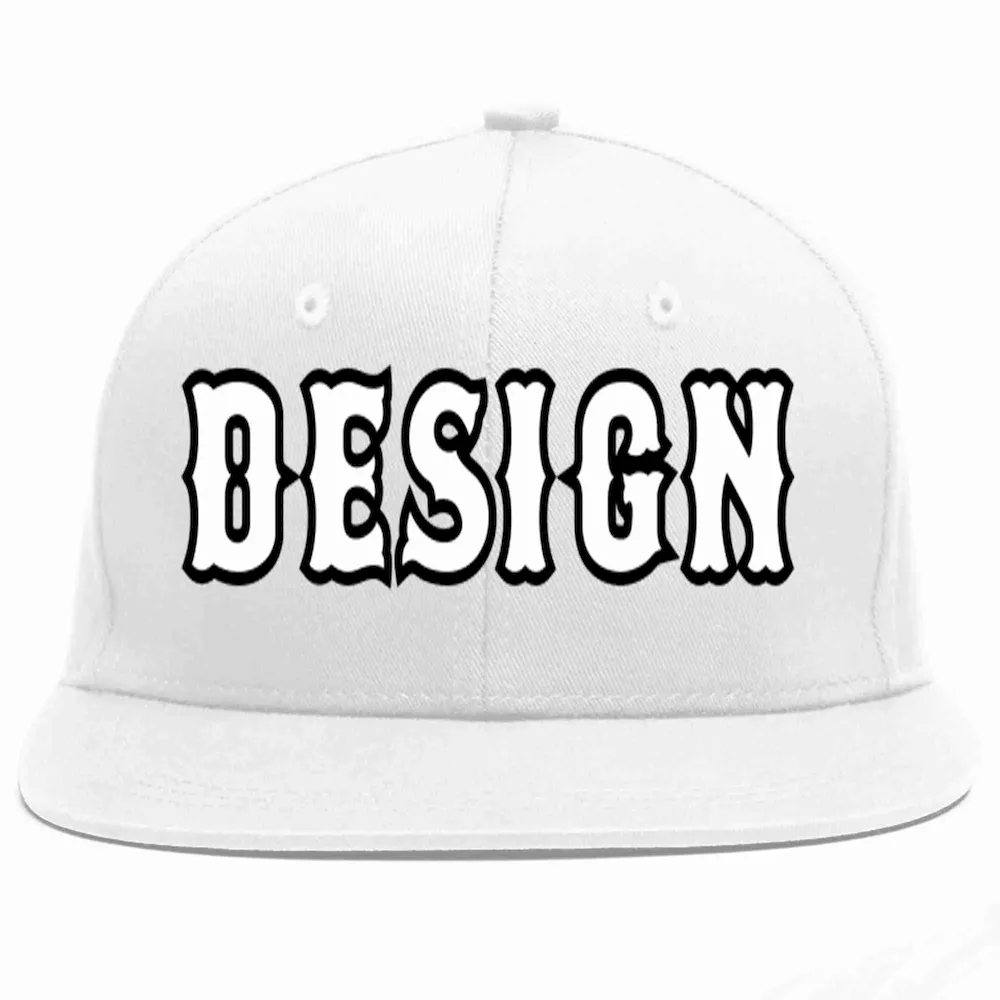 Custom White White-Black Flat Eaves Sport Baseball Cap Design for Men/Women/Youth