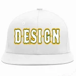Custom White White-Kelly Green Flat Eaves Sport Baseball Cap Design for Men/Women/Youth
