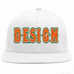 Custom White Orange-White Flat Eaves Sport Baseball Cap Design for Men/Women/Youth