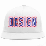 Custom White Royal-White Flat Eaves Sport Baseball Cap Design for Men/Women/Youth