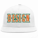 Custom White Orange-White Flat Eaves Sport Baseball Cap Design for Men/Women/Youth