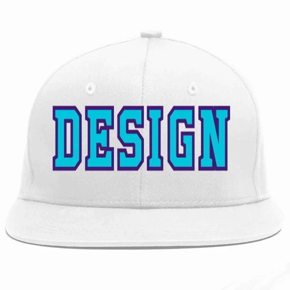 Custom White Light Blue-purple Flat Eaves Sport Baseball Cap Design for Men/Women/Youth