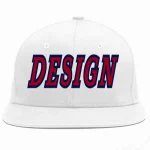 Custom White Red-Navy Flat Eaves Sport Baseball Cap Design for Men/Women/Youth