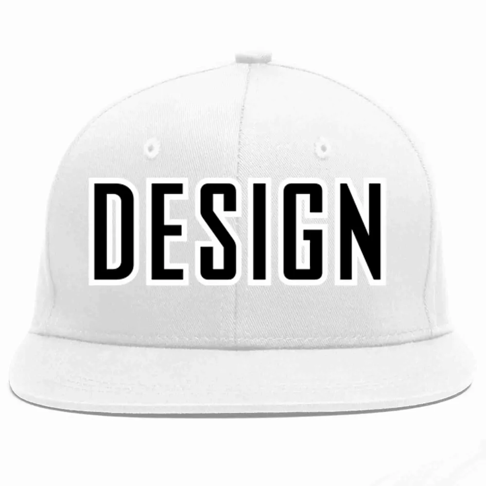 Custom White Black-White Flat Eaves Sport Baseball Cap Design for Men/Women/Youth