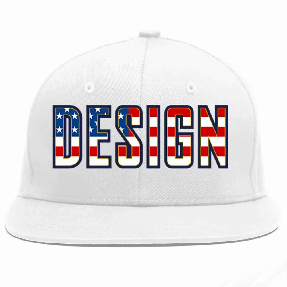 Custom White White-Black Flat Eaves Sport Baseball Cap Design for Men/Women/Youth