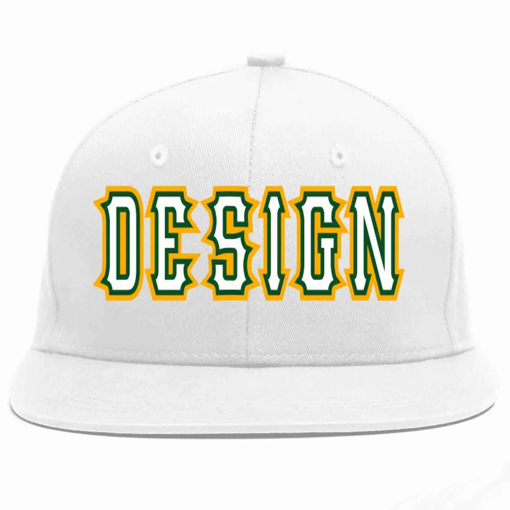 Custom White Orange-White Flat Eaves Sport Baseball Cap Design for Men/Women/Youth