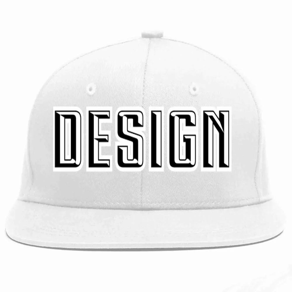Custom White Black-White Flat Eaves Sport Baseball Cap Design for Men/Women/Youth