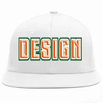 Custom White Orange-White Flat Eaves Sport Baseball Cap Design for Men/Women/Youth