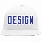 Custom White Navy-White Flat Eaves Sport Baseball Cap Design for Men/Women/Youth