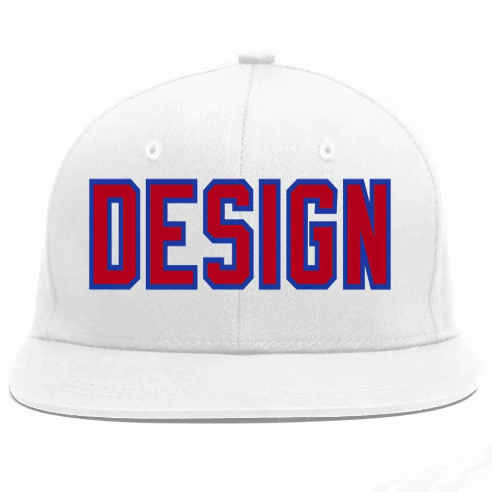 Custom White Old Gold-Black Flat Eaves Sport Baseball Cap Design for Men/Women/Youth