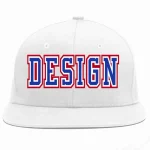 Custom White Royal-White Flat Eaves Sport Baseball Cap Design for Men/Women/Youth