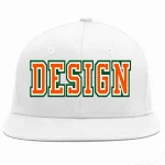 Custom White Orange-White Flat Eaves Sport Baseball Cap Design for Men/Women/Youth