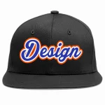 Custom Black Royal-White Flat Eaves Sport Baseball Cap Design for Men/Women/Youth