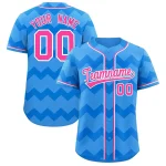 Custom Powder Blue Pink-White Personalized Ripple Design Authentic Baseball Jersey