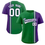 Custom Kelly Green Purple-White Personalized Color Block Authentic Baseball jersey