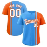 Custom Powder Blue Orange-White Personalized Color Block Authentic Baseball jersey
