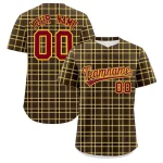 Custom Brown Personalized Plaid Design Authentic Baseball Jersey