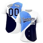 Custom White Powder Blue-Navy Color Block Personalized Half Heart Pattern Authentic Baseball Jersey