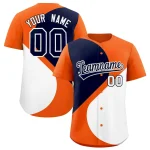 Custom Orange Navy-White Color Block Personalized Half Heart Pattern Authentic Baseball Jersey