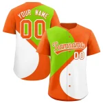 Custom Orange Neon Green-White Color Block Personalized Half Heart Pattern Authentic Baseball Jersey