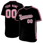 Custom Black Light Pink Color Block Personalized Side Dotted Line Authentic Baseball Jersey