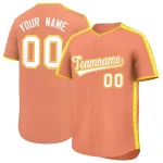 Custom Light Orange Gold Color Block Personalized Side Dotted Line Authentic Baseball Jersey