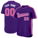 Custom Purple Pink Color Block Personalized Side Dotted Line Authentic Baseball Jersey