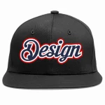 Custom Black Navy-White Flat Eaves Sport Baseball Cap Design for Men/Women/Youth