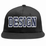 Custom Black Navy-White Flat Eaves Sport Baseball Cap Design for Men/Women/Youth