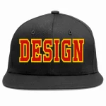 Custom Black Red-Yellow Flat Eaves Sport Baseball Cap Design for Men/Women/Youth