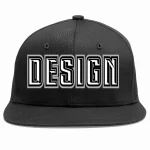 Custom Black White-Black Flat Eaves Sport Baseball Cap Design for Men/Women/Youth