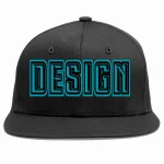 Custom Black Aqua-Black Flat Eaves Sport Baseball Cap Design for Men/Women/Youth