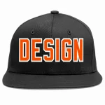 Custom Black Orange-White Flat Eaves Sport Baseball Cap Design for Men/Women/Youth