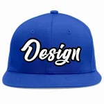 Custom Royal White-Black Flat Eaves Sport Baseball Cap Design for Men/Women/Youth